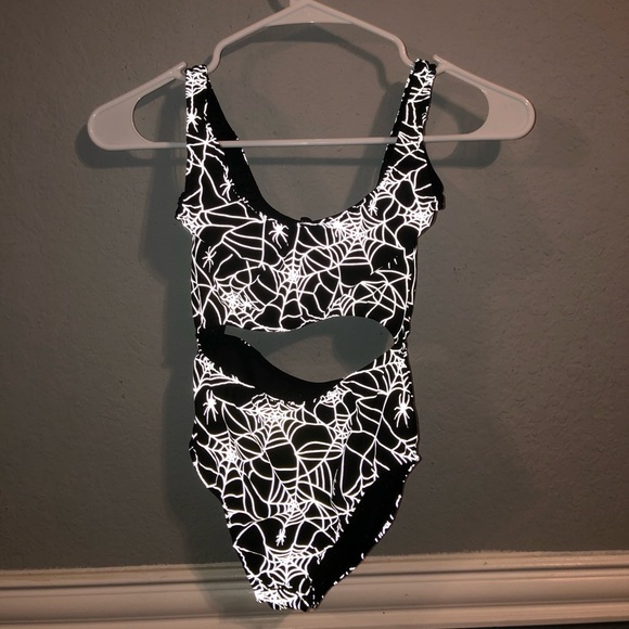 Dolls Kill Tops - Reflective Spiderweb Bodysuit